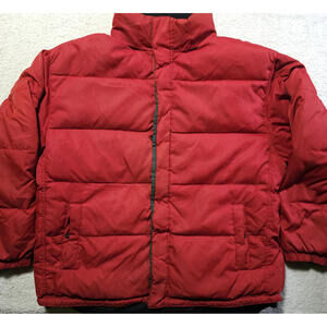 GAP Men’s Vintage XXL Hooded Puffer Jacket Red Nylon Down Waterfowl feathers